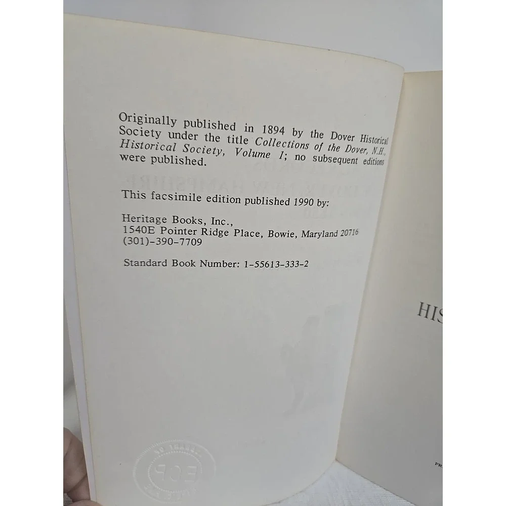 Vital Records of Dover, New Hampshire 1686-1850 Heritage Classic 1990